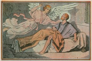 Scène uit het leven van Jezus (gekleurde gravure) door French School