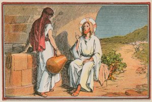 Scène uit het leven van Jezus (gekleurde gravure)