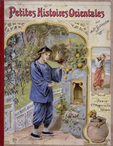 Scène uit "Kleine oosterse verhalen", Arabische verhalen uit 1001 nachten (verhalen van duizend-en-één-nachten). Op oudejaarsavond. door French School