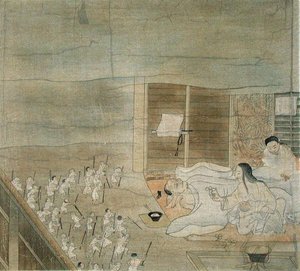 Scène van delirium, kopie van een 12e-eeuwse kakemono toegeschreven aan Mitsunaga Fujiwara, uit The Kokka, april 1904 door French School