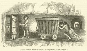 Scènes in de kolenmijnen, in Engeland, De Trapper door French School