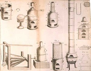 Wetenschappelijke Apparatuur, uit The Elements of Chemistry door Antoine Laurent de Lavoisier (1743-94) gegraveerd door D.Lizars, 1796 door French School