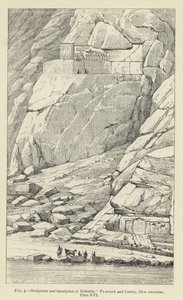 Beelden en inscriptie bij Behistun (gravure)