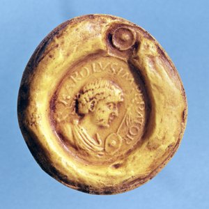 Zegel van Karel III (839-888) de Dikke, Koning van Frankrijk en Heilige Roomse Keizer, 9e eeuw