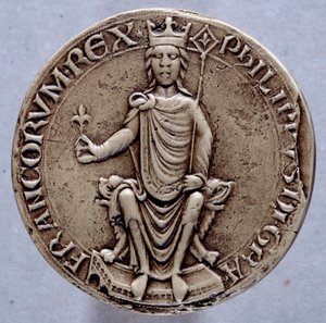 Zegel van koning Filips II genaamd Filips Augustus (1165-1223) 13e eeuw