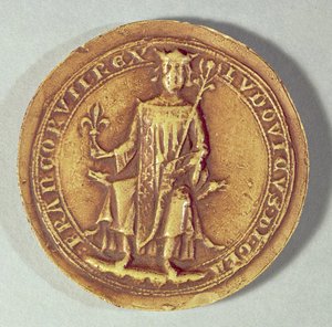 Zegel van St. Louis (1214-70) met een scepter en de fleur de lys, c.1252