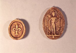 Zegels van Marguerite de Provence (1221-95) 1284 door French School