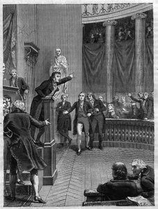 Toespraak van Benjamin Constant (1767-1830) in het Tribunaat, januari 1800 - gravure uit 1865 in 