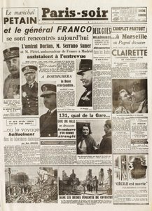 Tweede Wereldoorlog (1939-1945) - Tweede Wereldoorlog (WOII of WO2): PARIS SOURCE [Nr. 237] van 14/02/1941 - Ontmoeting tussen Maarschalk Pétain en Generaal Franco door French School