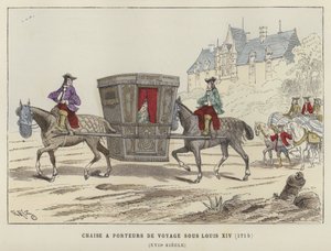 Draagstoel gedragen door paarden, bewind van Lodewijk XIV van Frankrijk, 1715