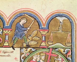 September: Graan dorsen, uit het Psalter van St. Elizabeth