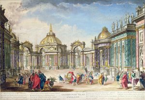 Decorontwerp voor de buitenkant van Apollos paleis, gepubliceerd in Parijs, 1748