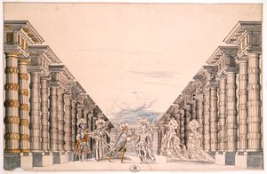Decorontwerp voor een niet-geïdentificeerd toneelstuk, uit een collectie getiteld Menus Plaisirs du Roi door French School