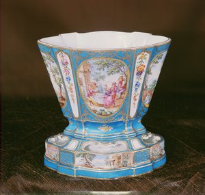 Sevres Eventail bleu-celeste jardiniere door French School