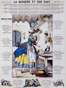 Bladmuziek voor populair lied: la bergère et son chat - afbeelding van Epinal door French School