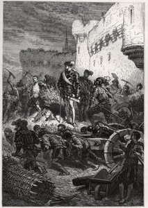 Beleg van Metz (1552) - Francois de Guise en de werken aan de wallen van Metz - gravure uit 