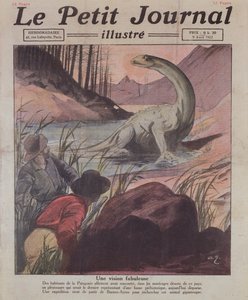 Waarneming van een Plesiosaurus in Patagonië, omslagillustratie van Le Petit Journal, 9 april 1922 door French School