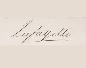 Handtekening van Marie-Joseph-Paul-Yves-Roch-Gilbert du Motier, Marquis de Lafayette