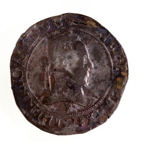 Zilveren Franse testoon, regeerperiode van koning Hendrik III van Frankrijk (1574-1589) Diam. 3,5 cm Napels, archeologisch museum