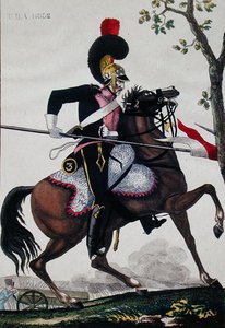 Soldaat van de Franse huishoudelijke cavalerie tijdens de periode van het keizerrijk door French School