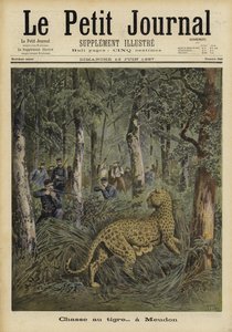 Soldaten jagen op een ontsnapte tijger, Meudon, Frankrijk, 1897