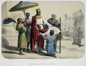 Salomo bouwde de tempel (de bouwplaats op de achtergrond)