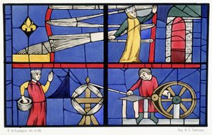 Spinatelier. Facsimile van glas-in-loodramen van de Kathedraal van Amiens - in “Histoire de la peinture sur verre” by Ferdinand de Lasteyrie door French School