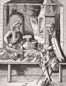 Spoormaker, reproductie van een houtsnede door Jost Amman (1539-91) uit 