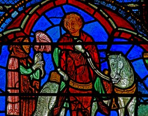 St. Cheron raam: valkenjacht? door French School
