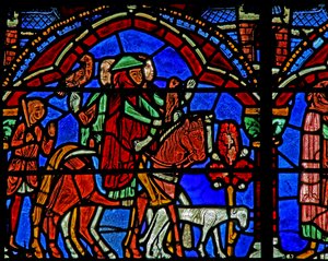 St. Cheron raam: het paard en gevolg van de prins door French School