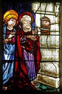 St. Johannes de Doper in de gevangenis bezocht door St. Johannes en een andere apostel