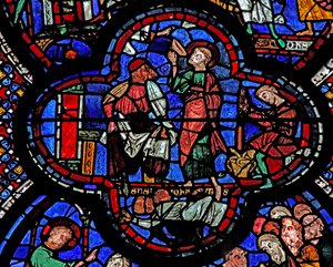 Het Sint-Jans-raam: hij drinkt de vergiftigde kelk door French School