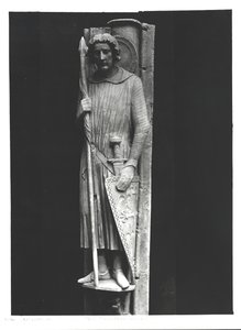 St. Theodoor gekleed als ridder, reliëfbeeldhouwwerk, ca. 1230 door French School