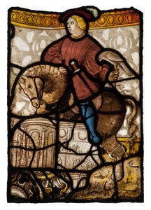 St Thibault van Provins, ca 1500-15 (helder, gebrandschilderd, beschilderd, gekleurd glas  lood) door French School