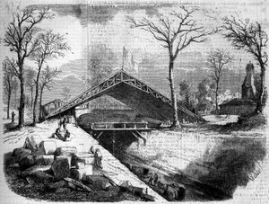 Staat van de werken van de ijskelder van het Bois de Boulogne, Parijs