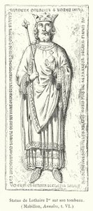 Standbeeld van Lotharius I op zijn graf (gravure) door French School