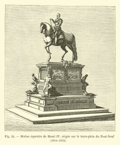 Ruiterstandbeeld van Hendrik IV, opgericht op het midden van de Pont-Neuf, 1614-1635 door French School
