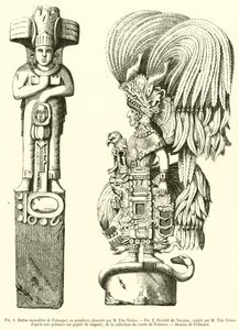 Monolithische standbeeld van Palenque, in porfier; Godheid van Yucatan door French School
