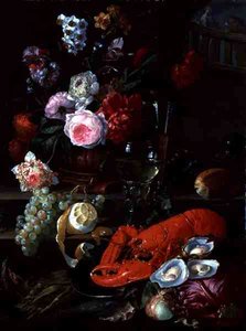 Stilleven met Kreeft, c.1700 door French School