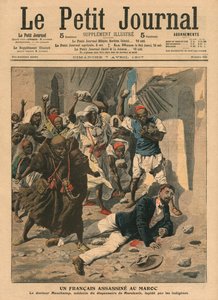 Steniging van de Franse dokter Mauchamp in Marokko, illustratie uit 