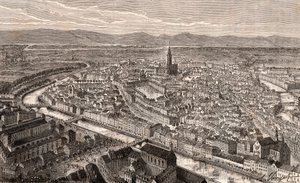 Straatsburg - Bas-Rhin, in de Elzas - gravure in 