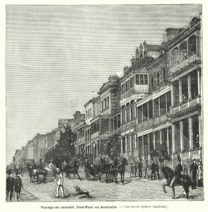 Straat in Sydney, New South Wales, Australië (gravure) door French School