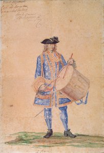 Studie van het uniform van een marinekapitein gestationeerd in Le Havre, 1718 door French School