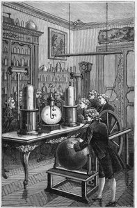 Syntheses van water door Jean-Baptiste Marie Charles Meusnier de la Place (1754-1793) en Antoine Laurent de Lavoisier (1743-1794) - Gravure in 