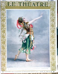 Tamara Platnovna Karsavina als De Vuurvogel door Igor Stravinsky, van de voorpagina van Le Theatre magazine, mei 1911 door French School