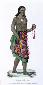 Getatoeëerde vrouw uit Tonga-Tabou - in 