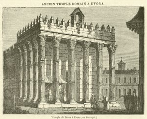 Tempel van Diana in Evora, Portugal door French School
