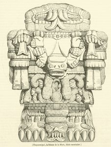 Teoyaomiqui, de Godin van de Dood, Mexicaans idool (gravure) door French School