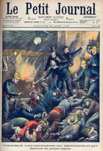 Vreselijke ramp in de Parijse metro, voorpagina van Le Petit Journal, 23 augustus 1903 (gravure)