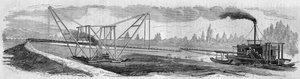 Test van een bagger bedoeld voor het graven van het Suezkanaal. Frankrijk door French School